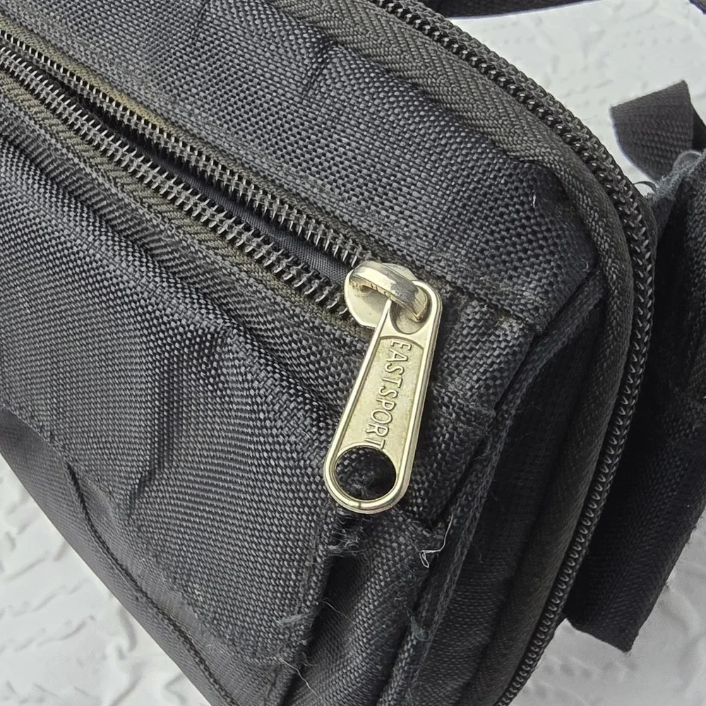 Eastport Fanny Pack 90s Hip Waist‎ Bag 6 Pockets Black Hiking Travel Vintage